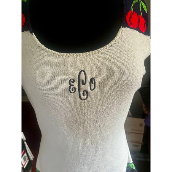 Vintage 70s Hampton Court White Red Cherry Micro Mini Tennis Knit Dress Small - Picture 5 of 6